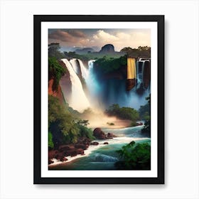 Iguazu Falls, Argentina And Brazil Realistic Photograph (3) Art Print