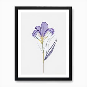 Iris Floral Minimal Line Drawing 5 Flower Art Print