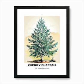 Cherry Blossom Tree Storybook Illustration 3 Poster Art Print