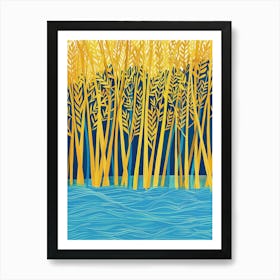 Yellow Trees In The Water Art Print