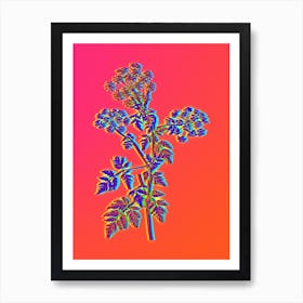 Neon Hemlock Flowers Botanical in Hot Pink and Electric Blue n.0029 Art Print