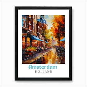 Netherlands Amsterdam, travel poster, wall art print, Amsterdam painting,19 Art Print