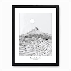 Cotopaxi Ecuador Line Drawing 2 Poster Art Print