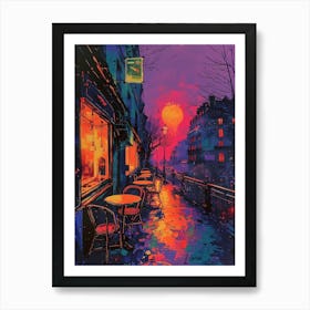 Paris At Sunset, Vibrant, Bold Colors, Pop Art Art Print