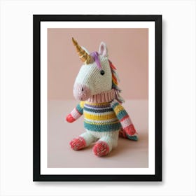 Knitted Unicorn In A Jumper Photography Art Print