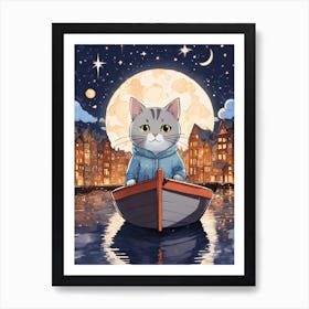 Cat In A Boat Art Print