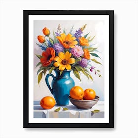 Flowers In A Blue Vase 1 Art Print