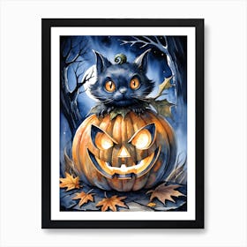 Cute Jack O Lantern Halloween Painting (28) Art Print