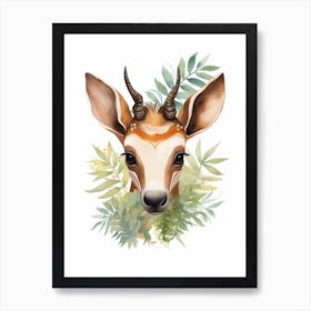 Watercolour Jungle Animal Baby Okapi 4 Art Print