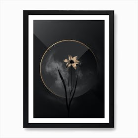 Shadowy Vintage Lady Tulip Botanical in Black and Gold n.0117 Art Print