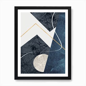 Blue Abstract Geometry Art Print