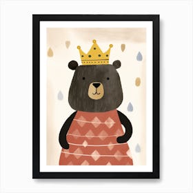 Little Black Bear 5 Wearing A Crown Art Print