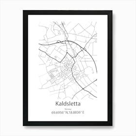 Kaldsletta,Norway Minimalist Map Art Print