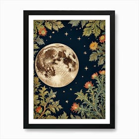 Moon And Flowers Style William Morris 24 Art Print