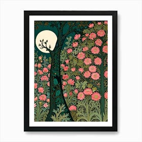 William Morris Moonlight In The Garden 2 Art Print