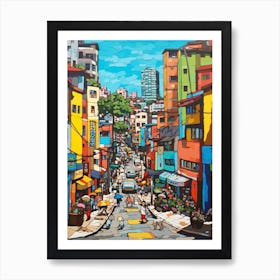 Painting Of Seoul South Korea In The Style Of Pop Art 4 Art Print