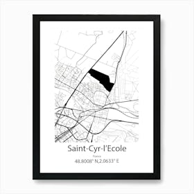 Saint Cyr L Ecole,France Minimalist Map Art Print