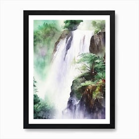 Satopanth Waterfall, India Water Colour  (1) Art Print