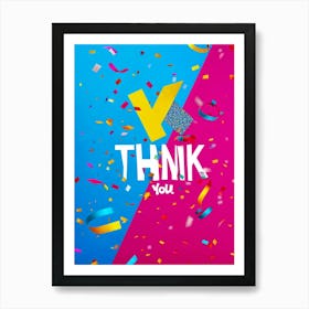 A Vibrant Graphic Design Featuring A Three Dimensional Lettering Thank You Floating Amidst Confe Poster