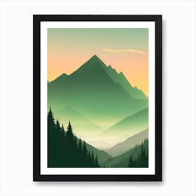 Misty Mountains Vertical Composition In Green Tone 16 Art Print