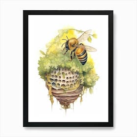 Mason Beehive Watercolour Illustration 4 Art Print