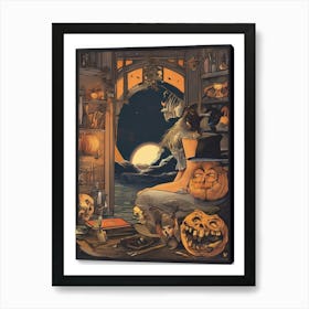 Witches And Pumpkins Art Print