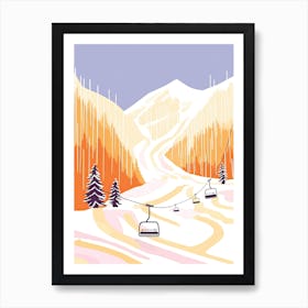 Aspen Snowmass   Colorado, Usa, Ski Resort Pastel Colours Illustration 0 Art Print