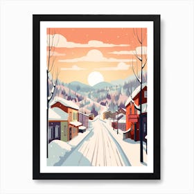 Vintage Winter Travel Illustration Kiruna Sweden 1 Art Print
