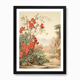 Chinese Trumpet Vine  Flower Victorian Style 3 Art Print