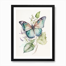 Butterfly Outline Watercolour Ink 2 Art Print
