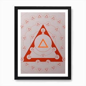 Geometric Abstract Glyph Circle Array in Tomato Red n.0260 Art Print