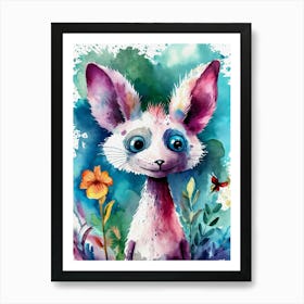 Funny Animal Watercolor Painting Art Print