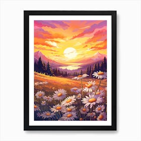 Daisy Wildflower With Sunset (1) Art Print