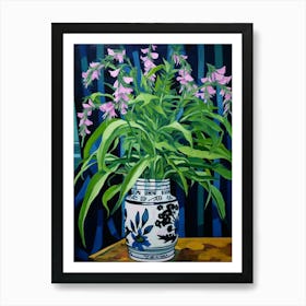 Flowers In A Vase Still Life Painting Lobelia 1 Art Print