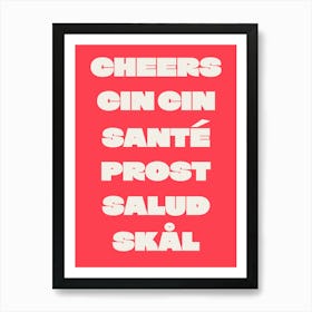 Cheers Sante Trendy Kitchen - Red Art Print