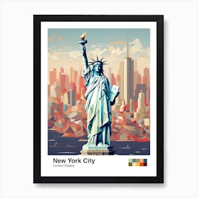 New York City, Usa, Geometric Illustration 2 Poster Poster