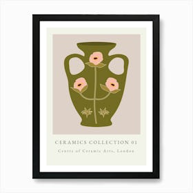 Minimalist Ceramic Vase Green Art Print