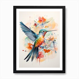 Bird Painting Collage Hummingbird 1 Art Print