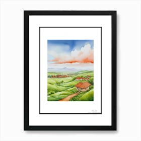 Green plains, distant hills, country houses,renewal and hope,life,spring acrylic colors.41 Art Print