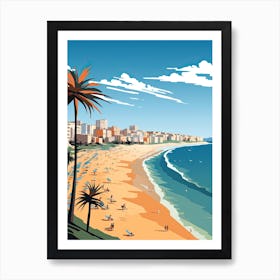 Bondi Beach, Australia, Flat Illustration 1 Art Print