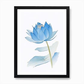 Blue Lotus Pencil Illustration 5 Art Print