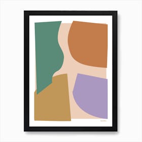 Collage Green Brown Lilac Graphic Abstract Art Print