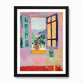 Open Window And A Vase And Plants Art Print