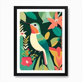 Hummingbird In A Garden Bold Graphic Art Print