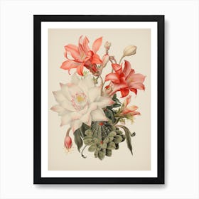 Vintage Cactus Illustration Easter Cactus 2 Art Print