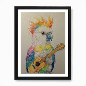 Cockatoo Playing Guitar Art Print