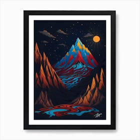 A Colorful Mountain Landscape ver 2 Art Print