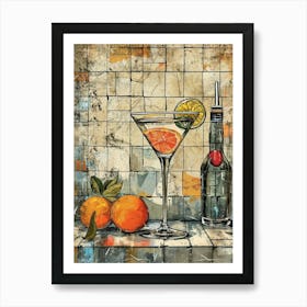 Orange Martini Watercolour Inspired Art Print