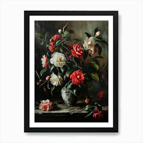 Baroque Floral Still Life Camellia 1 Art Print