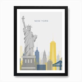Yellow And Blue New York Skyline Art Print